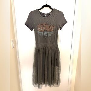 TRUCE Graphic Tee Dress in Gray